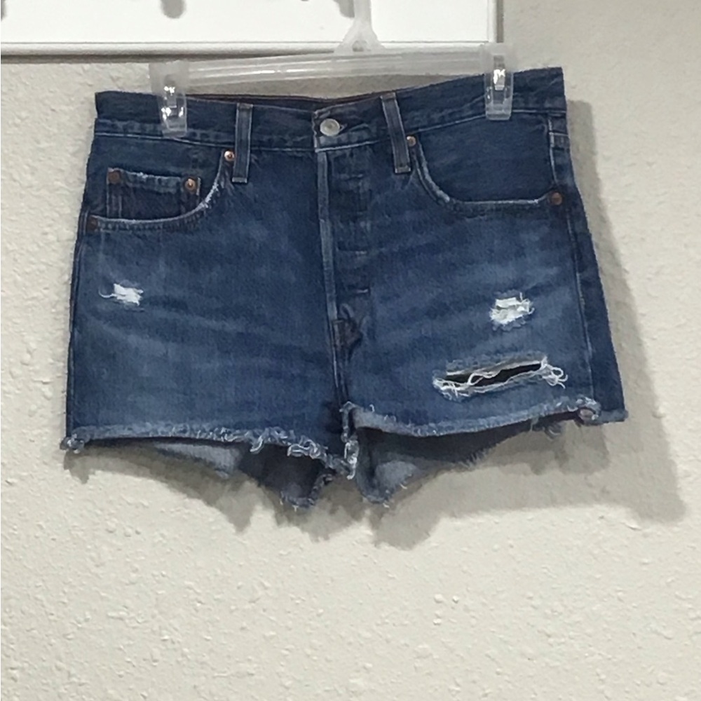 Levi’s 501‎ High Rise Denim Cut Off Shorts Women’s 27 Button Fly Ripped 90s Y2K